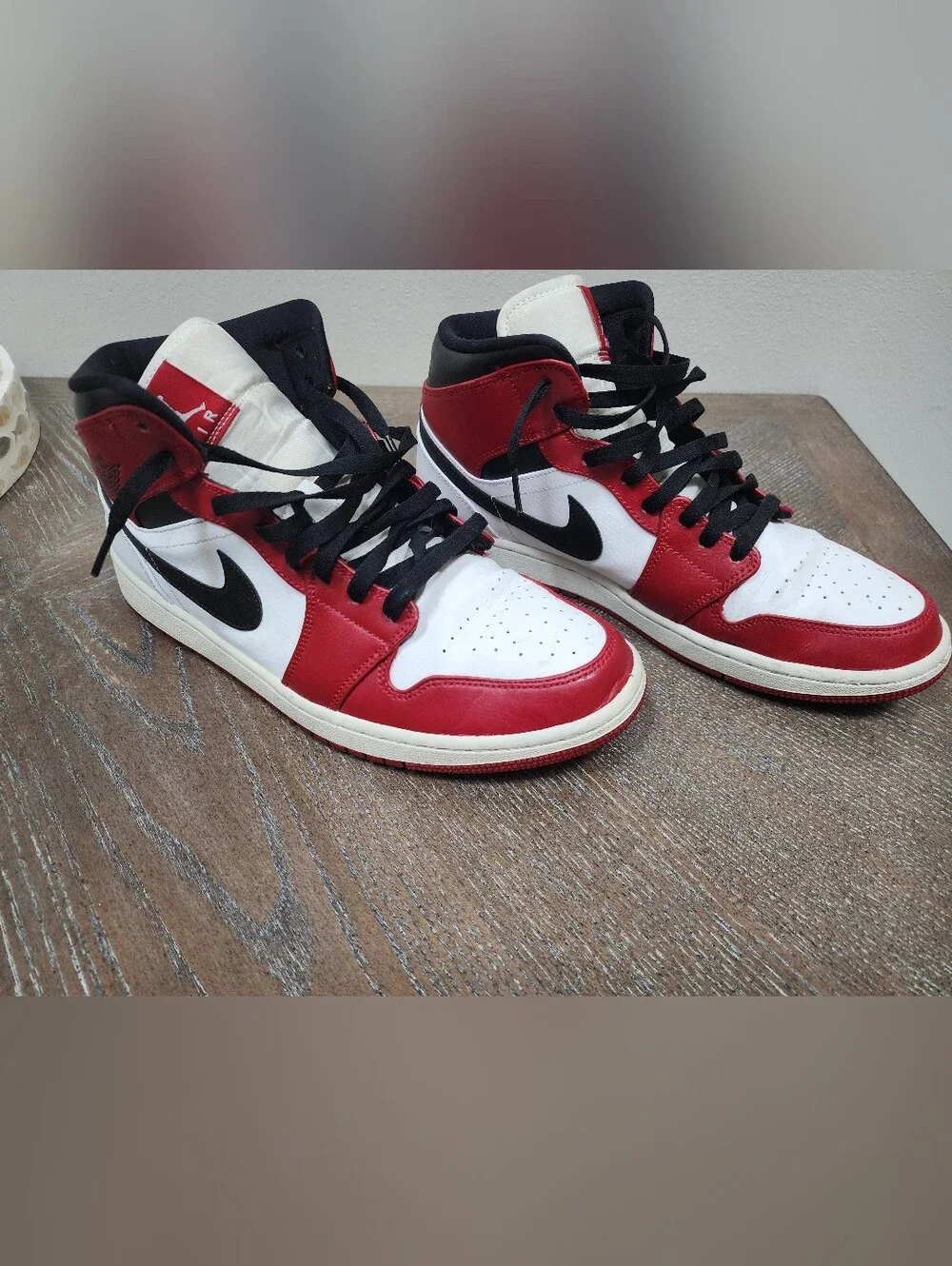 Air Jordan 1 Mid Size 11.5  Men's High-Top Sneakers in Red, White & Black